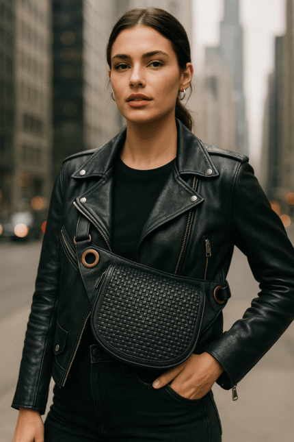 The Lario Woven Leather Hip Bag