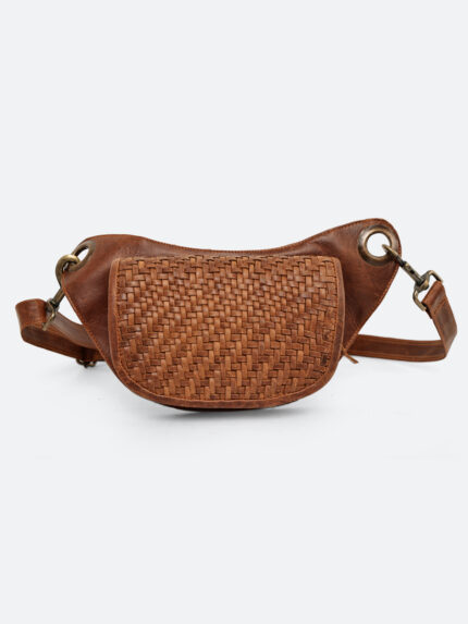 Handwoven leather waist pouch by Dario Lario – artisan vintage belt bag