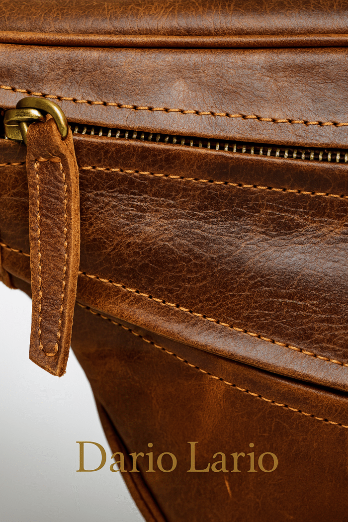 Classic brown leather waist pouch by Dario Lario – handmade everyday belt bag UK