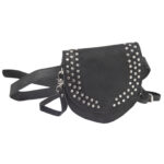 Black leather studded thigh bag with adjustable straps – Dario Lario waist pouch