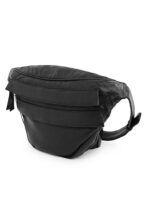 Black leather waist pouch with clean overlay front and zip closure – Dario Lario