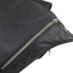 “Black studded leather waist pouch with double zippers and adjustable strap – handcrafted genuine leather hip bag by Dario Lario”