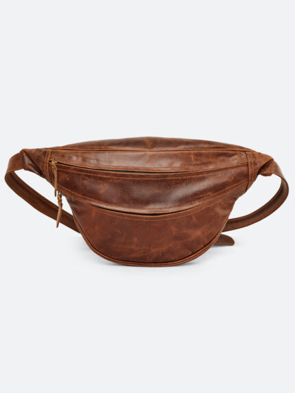 Classic brown leather waist pouch by Dario Lario – handmade everyday belt bag UK