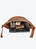 Classic brown leather waist pouch by Dario Lario – handmade everyday belt bag UK