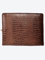 Croc Embossed Cognac Brown & Black Leather Laptop Sleeve Compatible for all