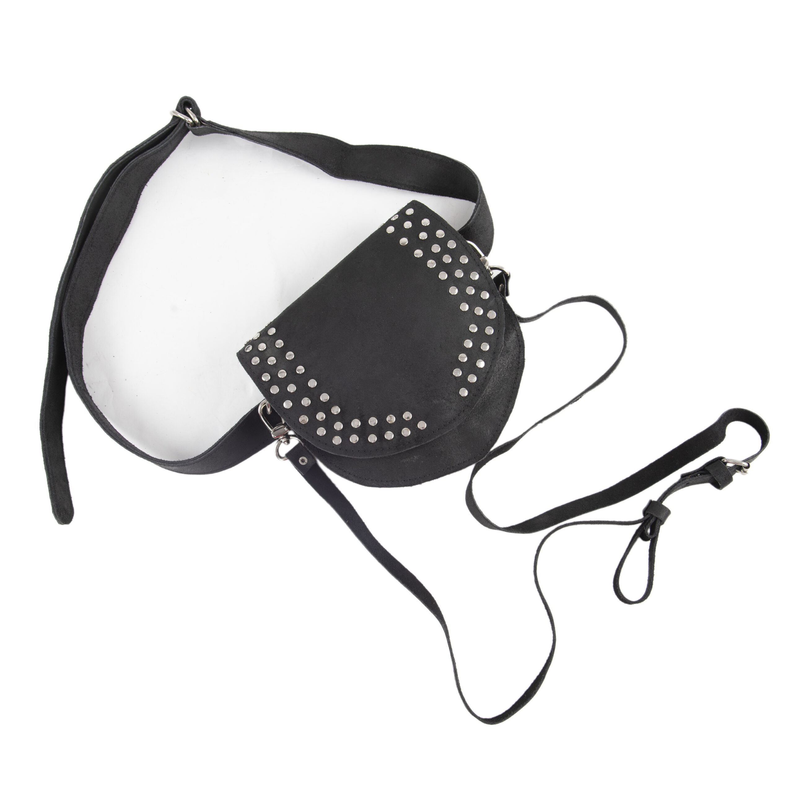 Dario Lario Black Studded Leather Thigh Bag (1) Dario Lario Black Studded Leather Thigh Bag