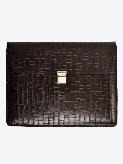 Dario Lario Croc-Embossed Leather Laptop Sleeve Compatible for all sizes