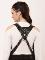 Dario Lario Double Shoulder Black Harness Bag Studded Leather Utility Holster