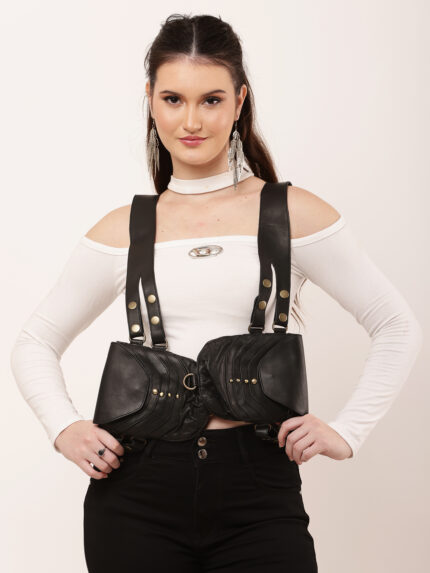 Dario Lario Double Shoulder Harness Bag – Studded Leather Utility Holster