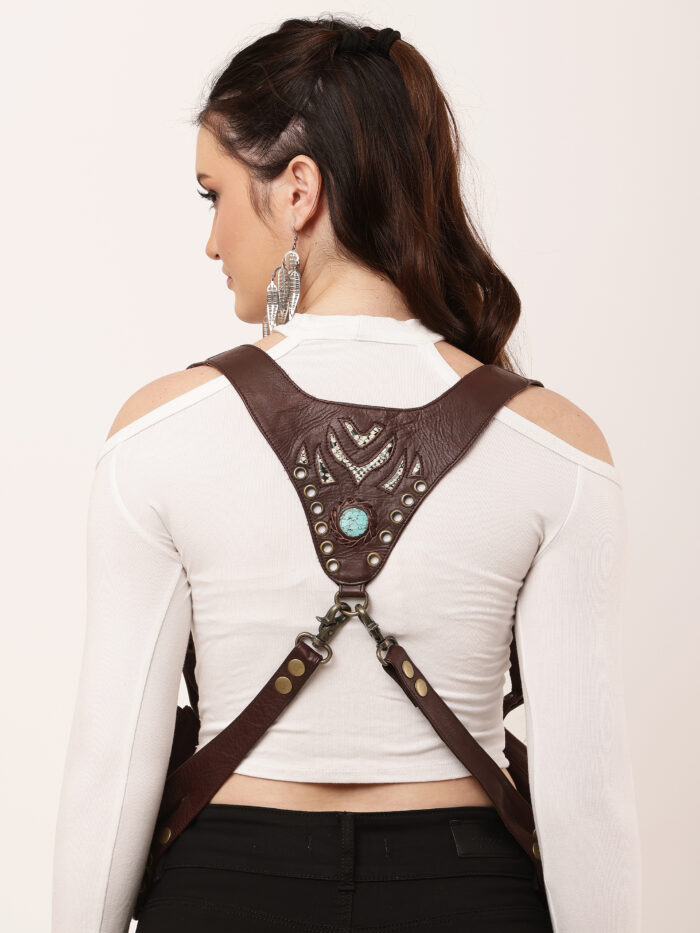 Dario Lario Double Shoulder Harness – Brown Leather Utility Holster