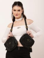 Dario Lario Dual Black Leather Harness Hollister Style Handcrafted Shoulder Pouch