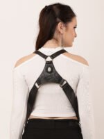 Dario Lario Dual Black Leather Harness Hollister Style Handcrafted Shoulder Pouch