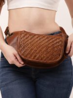 Dario Lario Handwoven Antique Leather Waist Pouch Artisan Vintage Belt Bag