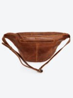 Dario Lario Studded Rusty Brown Leather Waist Pouch Vintage Rocker Belt Bag