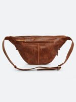 Dario Lario Studded Vintage Brown Leather Waist Pouch Handmade Vintage Belt Bag