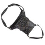 Dario Lario Tactical Leather Thigh Bag Black Cross-Stitched Utility Pouch