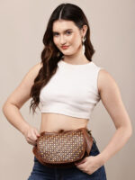 Full studded Rusty Brown leather waist pouch
