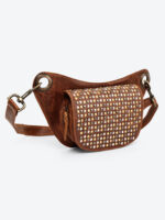 Full studded Rusty Brown leather waist pouch