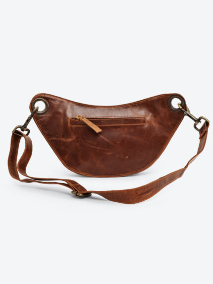 Full studded Rusty Brown leather waist pouch