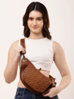 Dario Lario Handwoven Antique Leather Waist Pouch | Sustainable Artisan Vintage Belt Bag