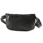 Savona Black Leather Waist Pouch with Python-Print Accent