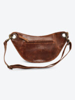 Studded Vintage brown leather waist pouch by Dario Lario – handmade vintage belt bag