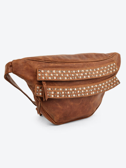 Studded leather waist pouch by Dario Lario – vintage rocker belt bag