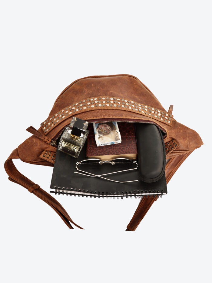 Studded leather waist pouch by Dario Lario – vintage rocker belt bag