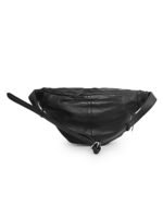 The Black Leather PatchworkWaist Pouch Dual Zip Minimalist Edition