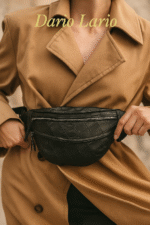 The Black Leather PatchworkWaist Pouch Dual Zip Minimalist Edition