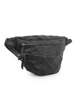 The Black Leather PatchworkWaist Pouch Dual Zip Minimalist Edition