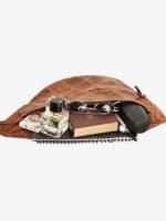 Vintage Brown Patchwork Leather Waist Pouch Premium Handmade Belt Bag
