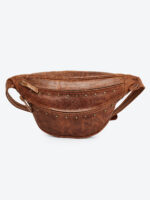 patchwork brown leather waist pouch by dario lario – handcrafted belt bag uke