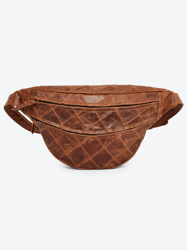 patchwork brown leather waist pouch by dario lario – handcrafted belt bag uk