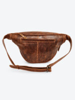 patchwork brown leather waist pouch by dario lario – handcrafted belt bag uke