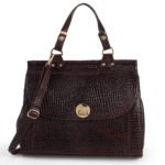 Croc-Texture Espresso Brown Tote Bag – Dario Lario Luxury Handbag
