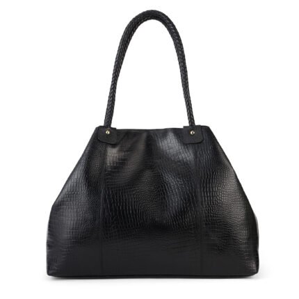 Black Croc-Texture Large Tote Bag | Premium Tote – Dario Lario