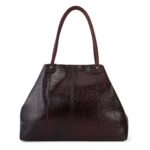 Deep Brown Croc-Texture Large Tote Bag | Dario Lario