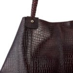 Deep Brown Croc-Texture Large Tote Bag | Dario Lario