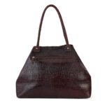 Deep Brown Croc-Texture Large Tote Bag | Dario Lario