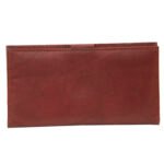 Cherry red leather-look clutch with flap closure