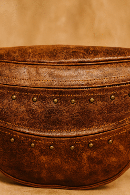 Cognac leather showing a rich patina