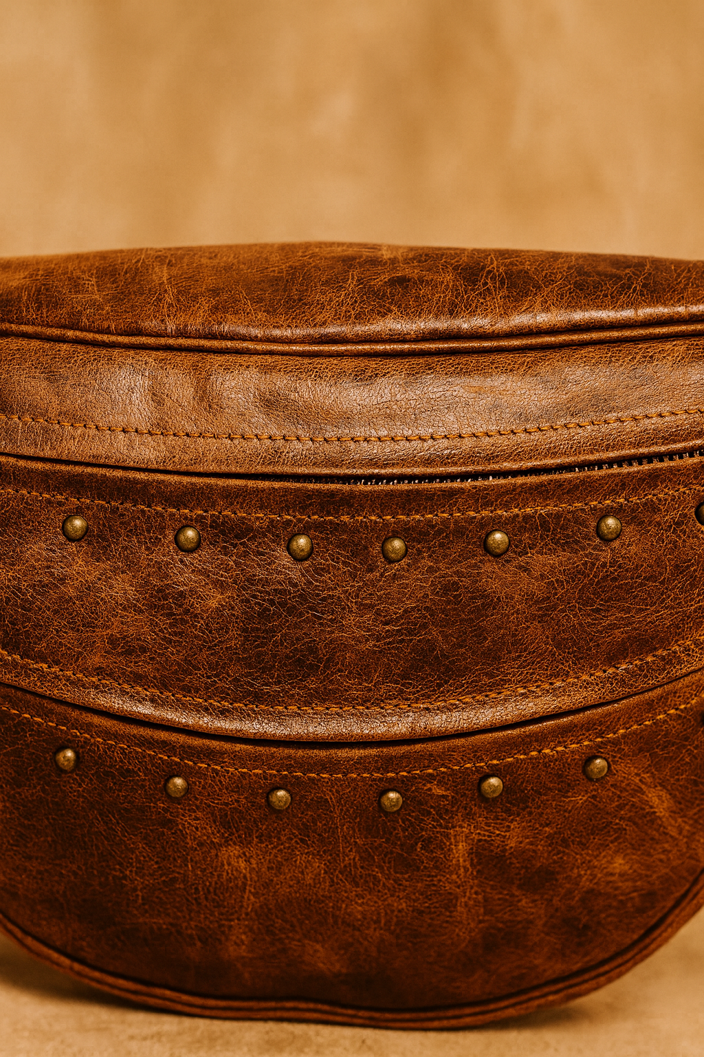 Cognac leather showing a rich patina
