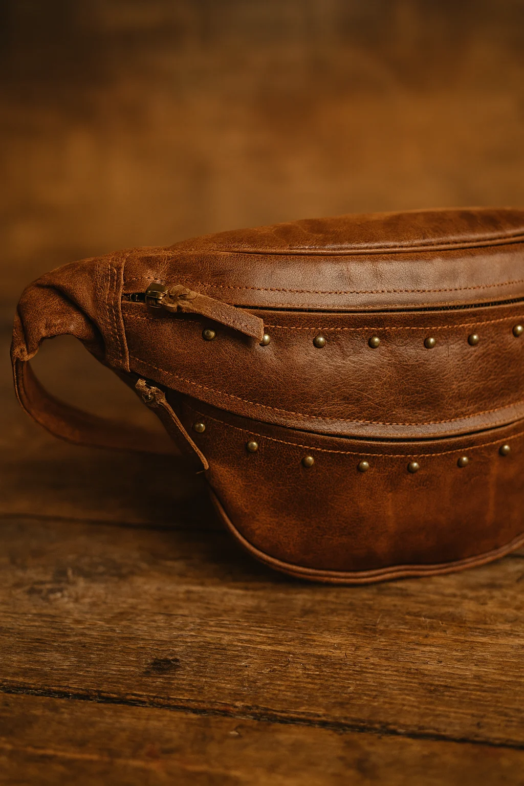 Classic brown leather waist pouch by Dario Lario